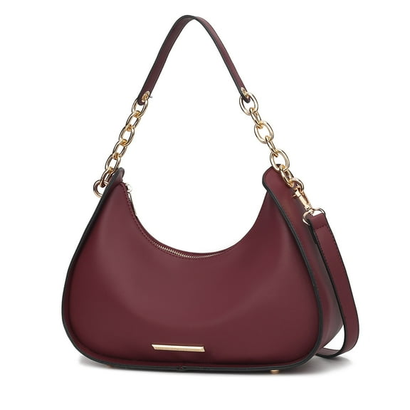 MKF Collection Lottie Vegan Leather Women's Hobo Bag, Shoulder Purse Handbag by Mia K. - Burgundy
