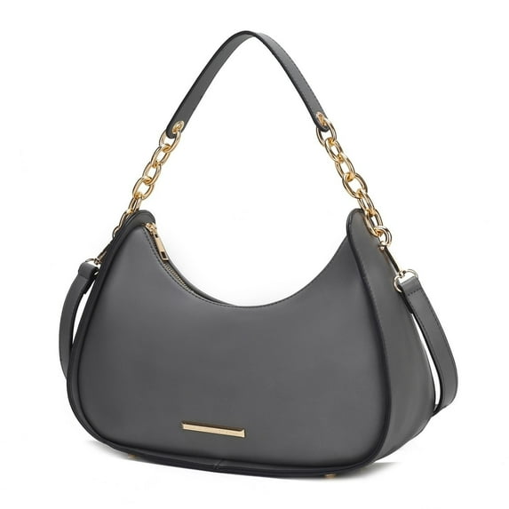 MKF Collection Lottie Vegan Leather Women's Hobo Bag, Shoulder Purse Handbag by Mia K. - Charcoal