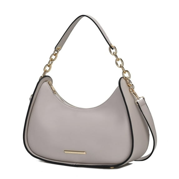 MKF Collection Lottie Vegan Leather Women's Hobo Bag, Shoulder Purse Handbag by Mia K. - Light Grey