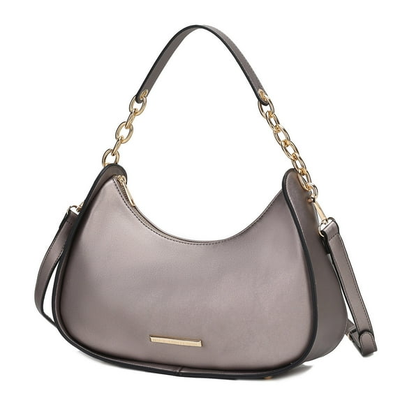 MKF Collection Lottie Vegan Leather Women's Hobo Bag, Shoulder Purse Handbag by Mia K. - Pewter