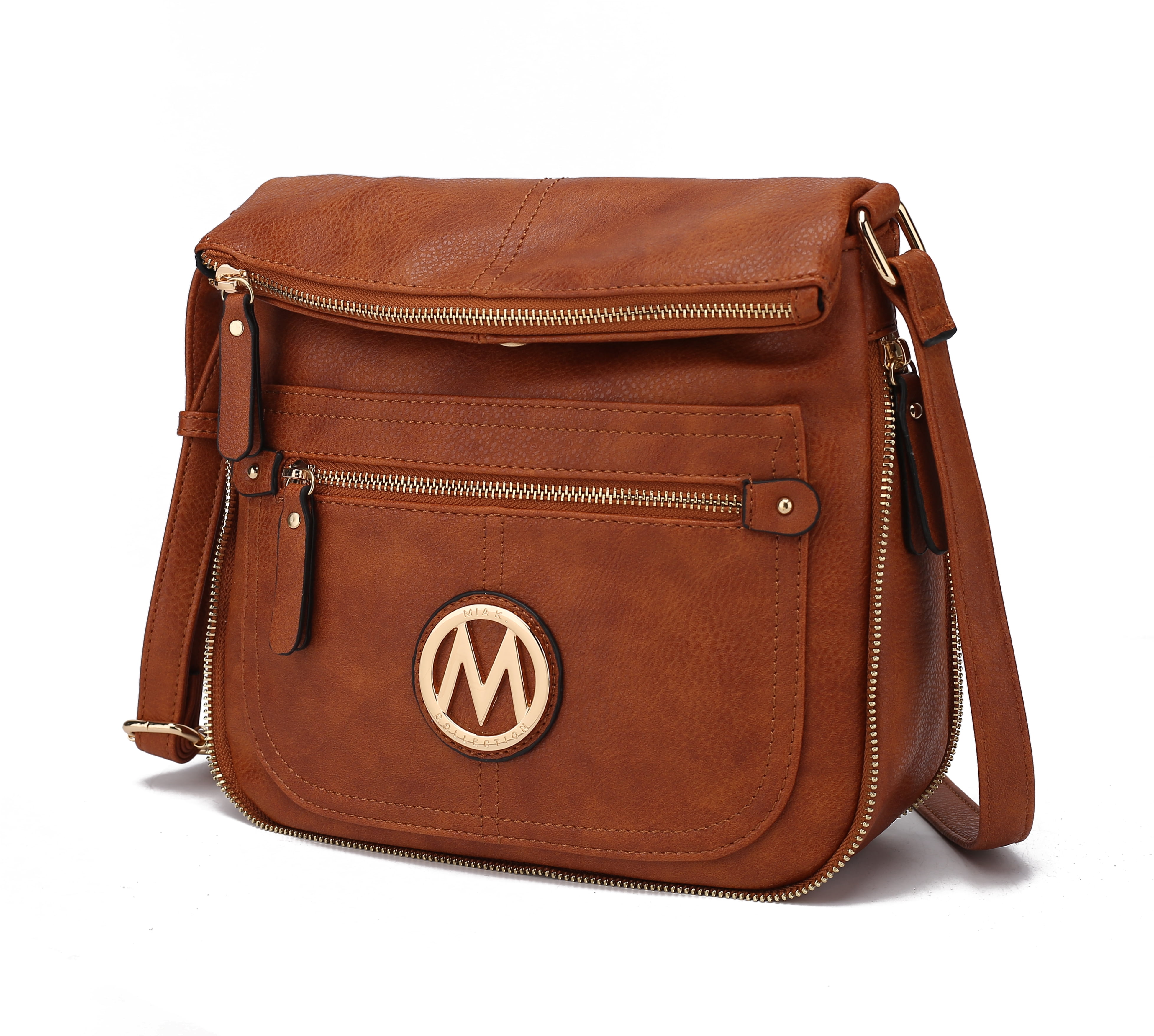 MKF Crossbody Bag for Women, Wristlet Handle – PU Leather Messenger Purse –  Adjustable Shoulder Strap Handbag