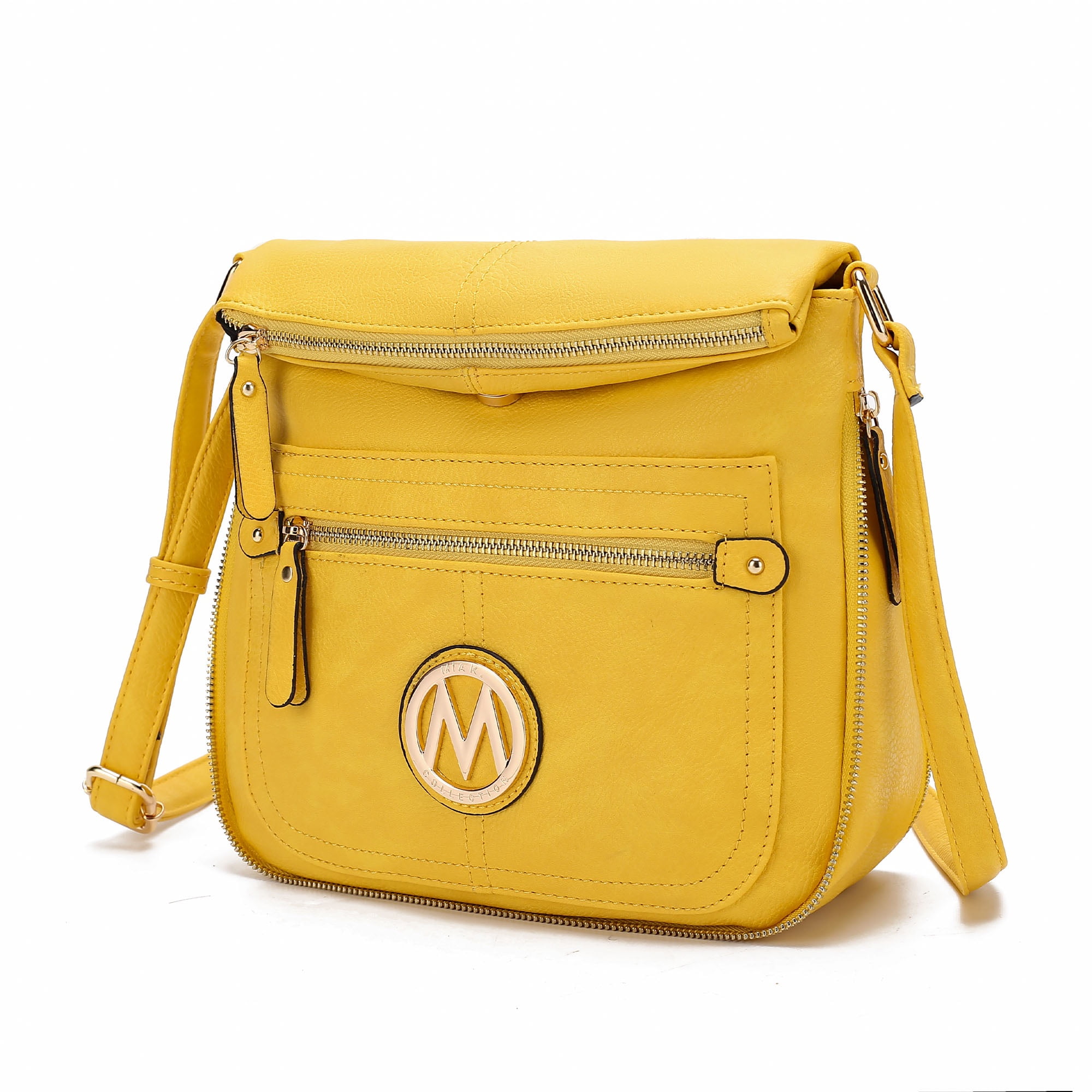 MKF Collection Luciana Women's Crossbody Bag, Vegan Leather Shoulder Bag Handbag Purse for Travel, Work and School by Mia K - Mustard Yellow MKF Collection Luciana Women's Crossbody Bag, Vegan Leather Shoulder Bag Handbag Purse for Travel, Work and School by Mia K - Mustard Yellow