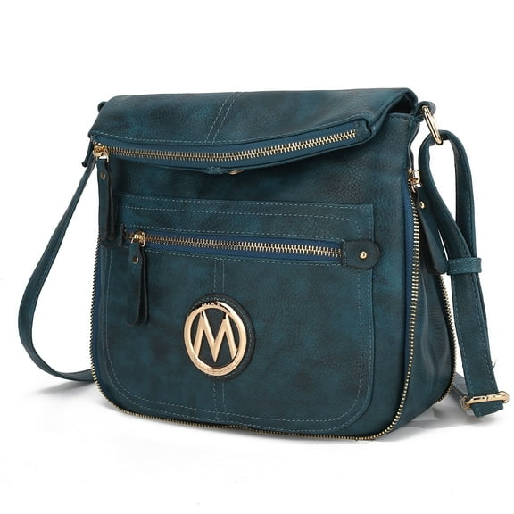 MKF Collection Luciana Vegan Leather Women's Crossbody Bag, Functional Shoulder Purse Handbag by Mia K - Teal