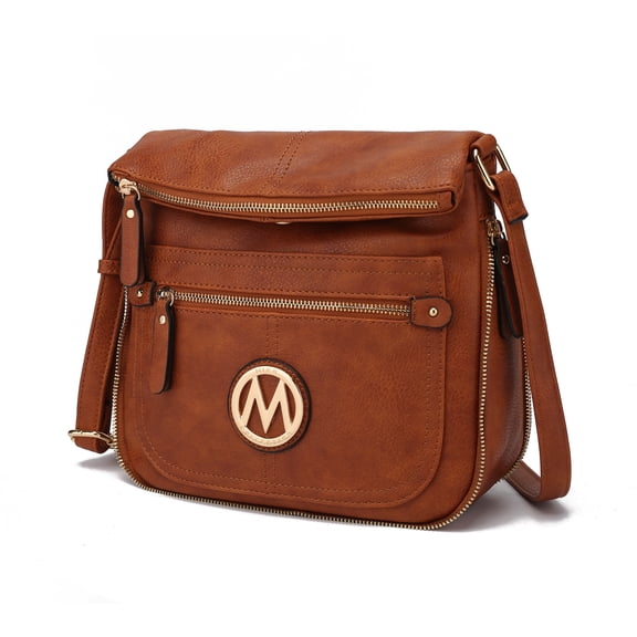 MKF Collection Luciana Women's Crossbody Bag, Vegan Leather Shoulder Bag Handbag Purse for Travel, Work and School by Mia K - Brown