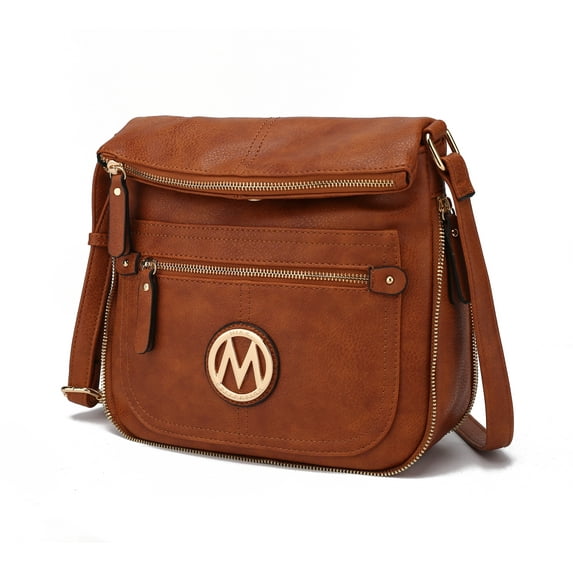 MKF Collection Luciana Women's Crossbody Bag, Vegan Leather Shoulder Bag Handbag Purse for Travel, Work and School by Mia K - Brown