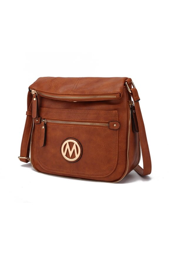 Luciana Women's Crossbody Bag, Vegan Leather Shoulder Bag Handbag Purse for Travel, Work and School by Mia K - Brown