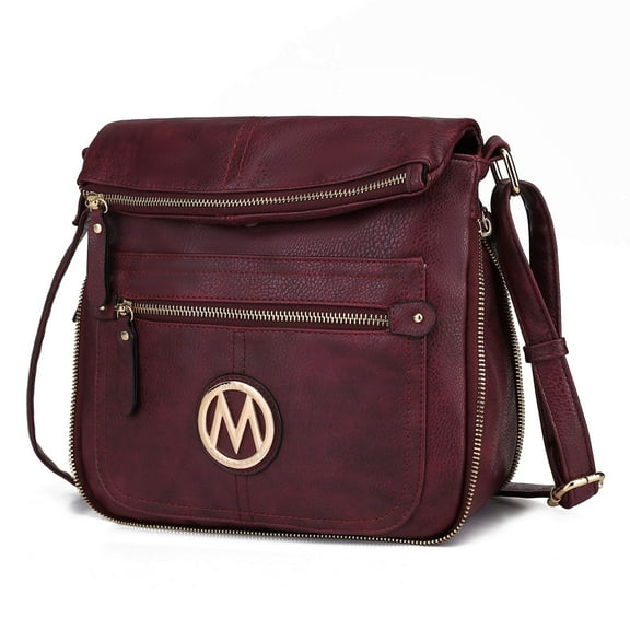 MKF Collection Luciana Women's Crossbody Bag, Vegan Leather Shoulder Bag Handbag Purse for Travel, Work and School by Mia K - Burgundy Red
