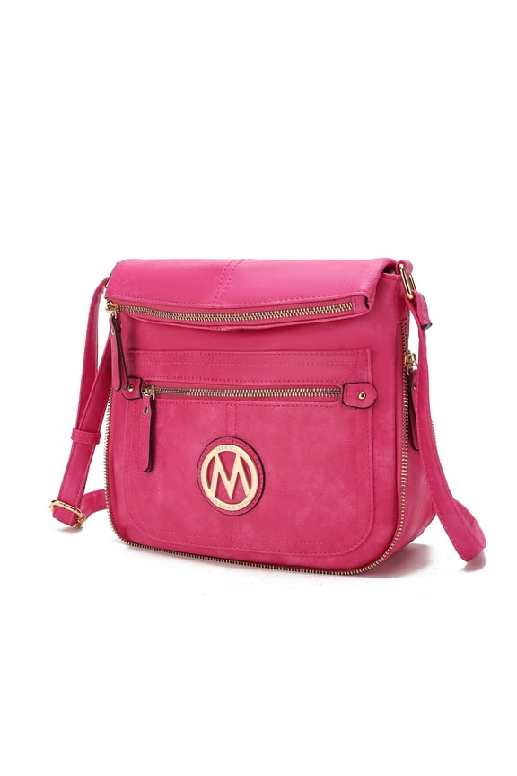 Luciana Women's Crossbody Bag, Vegan Leather Shoulder Bag Handbag Purse for Travel, Work and School by Mia K - Fuchsia Pink