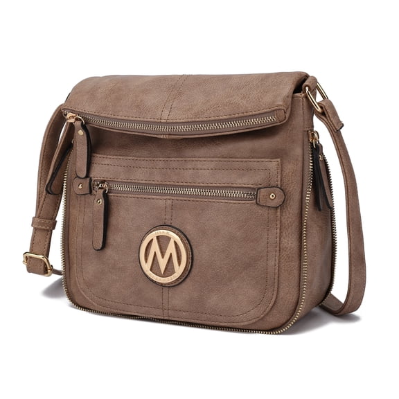 MKF Collection Luciana Women's Crossbody Bag, Vegan Leather Shoulder Bag Handbag Purse for Travel, Work and School by Mia K - Khaki