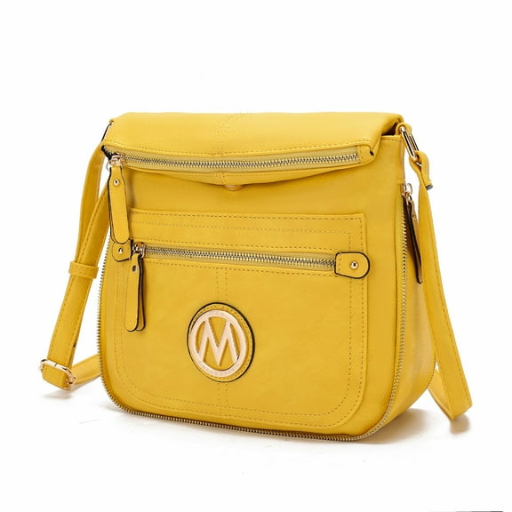 MKF Collection Luciana Women's Crossbody Bag, Vegan Leather Shoulder Bag Handbag Purse for Travel, Work and School by Mia K - Mustard Yellow
