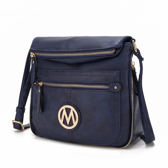 MKF Collection Luciana Women's Crossbody Bag, Vegan Leather Shoulder Bag Handbag Purse for Travel, Work and School by Mia K - Navy