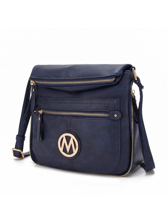 Luciana Women's Crossbody Bag, Vegan Leather Shoulder Bag Handbag Purse for Travel, Work and School by Mia K - Navy