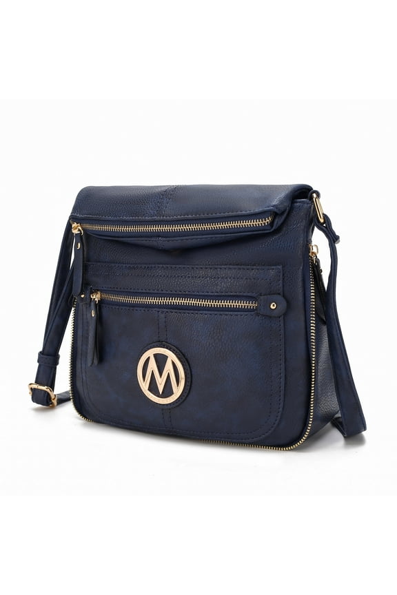 Luciana Women's Crossbody Bag, Vegan Leather Shoulder Bag Handbag Purse for Travel, Work and School by Mia K - Navy