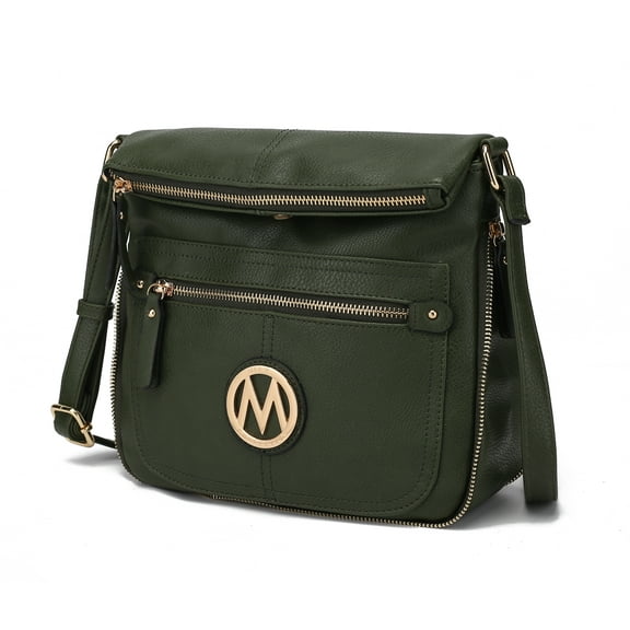 MKF Collection Luciana Women's Crossbody Bag, Vegan Leather Shoulder Bag Handbag Purse for Travel, Work and School by Mia K - Olive