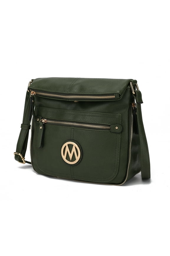 Luciana Women's Crossbody Bag, Vegan Leather Shoulder Bag Handbag Purse for Travel, Work and School by Mia K - Olive