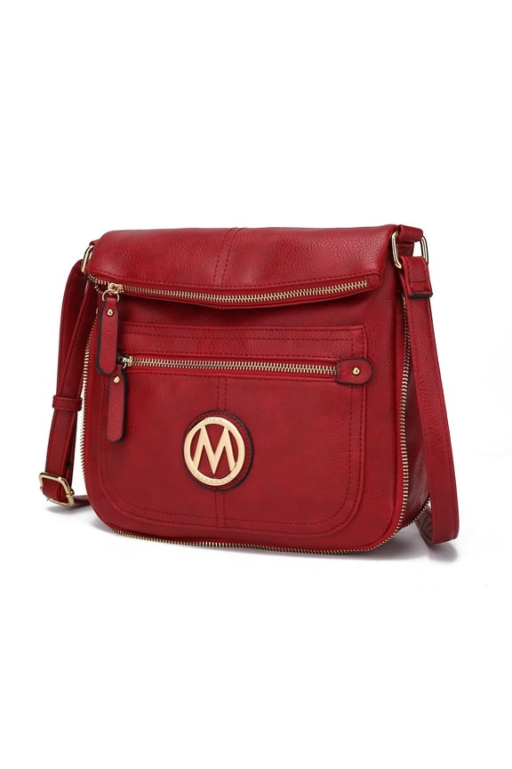 Luciana Women's Crossbody Bag, Vegan Leather Shoulder Bag Handbag Purse for Travel, Work and School by Mia K - Red