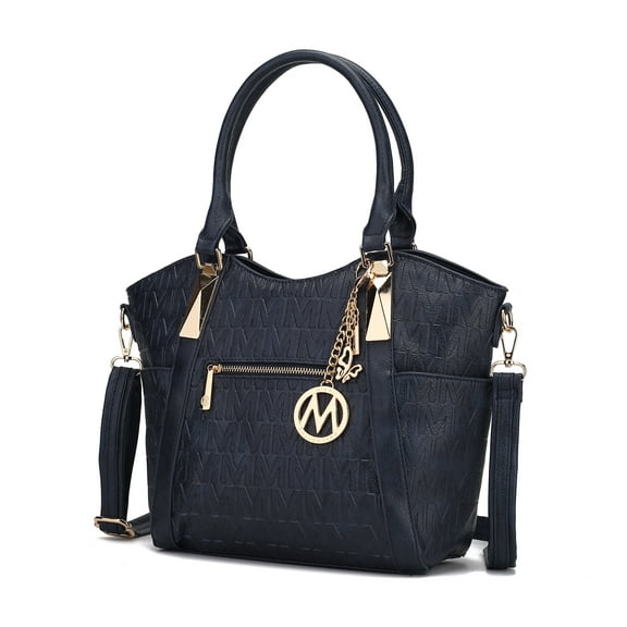 MKF Collection Lucy Vegan Leather Women's Tote Bag, Trendy Shoulder Purse Handbag by Mia K - Navy