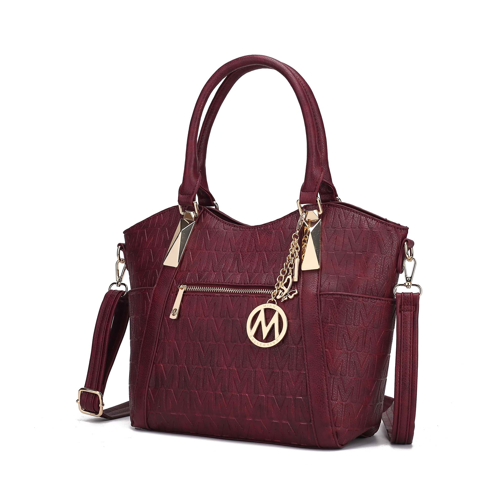 MKF Collection Lucy Women's Tote Bag, Crossbody Bag Vegan Leather Shoulder Bag Hanbag Purse by Mia K -Burgundy