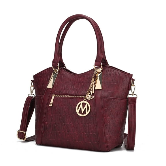 MKF Collection Lucy Women's Tote Bag, Crossbody Bag Vegan Leather Shoulder Bag Hanbag Purse by Mia K -Burgundy