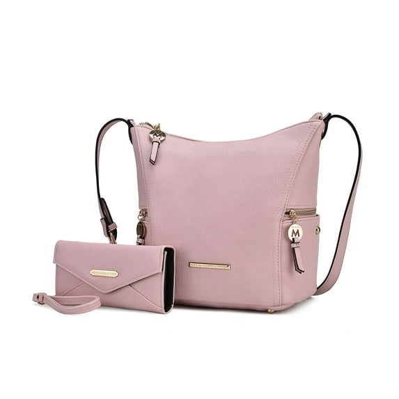MKF Collection Lux Vegan Leather Women Hobo Bag with Wallet Bag 2 pcs by Mia K - Navy BluePink
