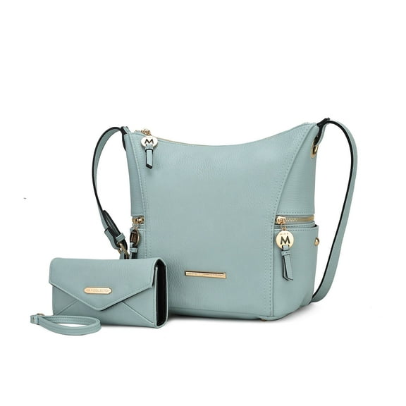 MKF Collection Lux Vegan Leather Women Hobo Bag with Wallet Bag 2 pcs by Mia K - Navy BlueSeafoam