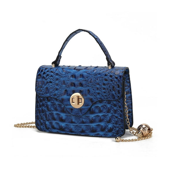 MKF Collection Mae Women Mini Fashion Crossbody Bag, Stylish Faux Crocodile-Embossed Top Handle by Mia K - Royal Blue