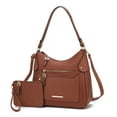 thumbnail image 1 of MKF Collection Maeve Vegan Leather Women's Shoulder Bag & Wristlet Pouch, Modern Hobo Purse Handbag by Mia K - Brown, 1 of 8