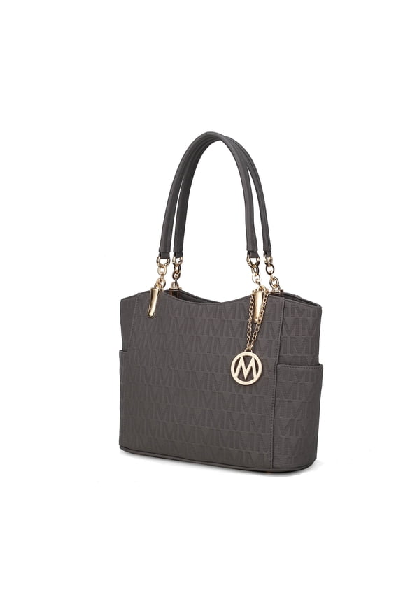 Malika Women's Tote Bag, Signature Vegan Leather Work Shoulder Bag Handbag Purse by Mia K - Gray