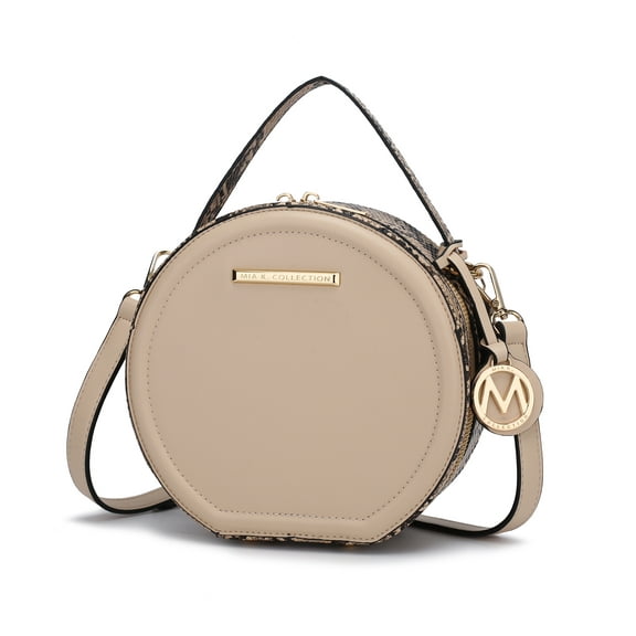 MKF Collection Mallory Women's Circle Crossbody Bag, Vegan Leather Round Bag Satchel Purse Handbag by Mia K. - Beige