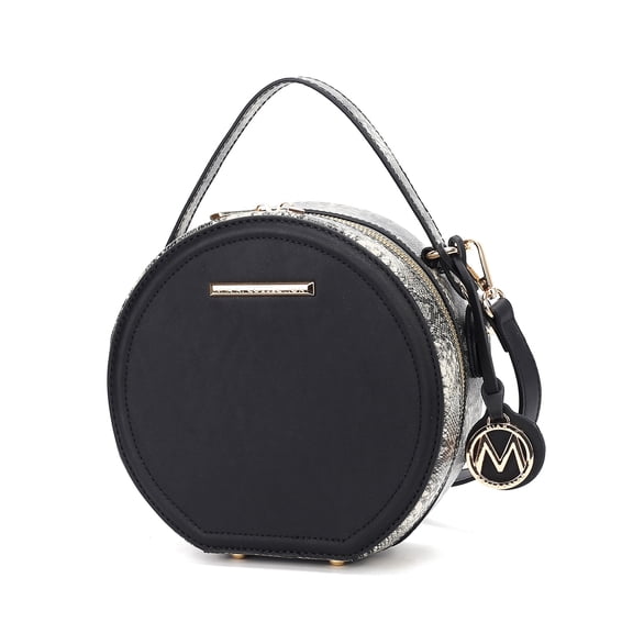 MKF Collection Mallory Women's Circle Crossbody Bag, Vegan Leather Round Bag Satchel Purse Handbag by Mia K. - Black