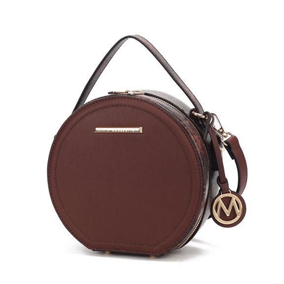 MKF Collection Mallory Women's Circle Crossbody Bag, Vegan Leather Round Bag Satchel Purse Handbag by Mia K. - Coffee Brown