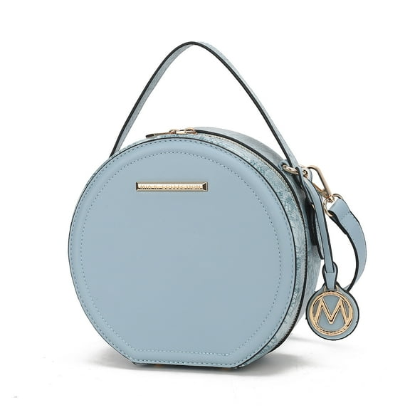 MKF Collection Mallory Women's Circle Crossbody Bag, Vegan Leather Round Bag Satchel Purse Handbag by Mia K. - Denim Blue