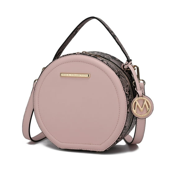 MKF Collection Mallory Women's Circle Crossbody Bag, Vegan Leather Round Bag Satchel Purse Handbag by Mia K. - Pink Blush