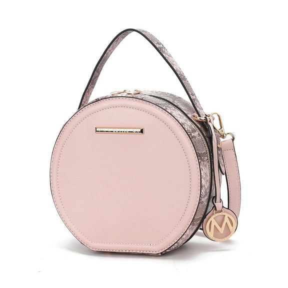 MKF Collection Mallory Women's Circle Crossbody Bag, Vegan Leather Round Bag Satchel Purse Handbag by Mia K. - Pink
