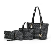 MKF Collection by Mia K. Marimar Women's Tote Bag with Pouch and Wristlet, Signature 4 Piece Set - Black