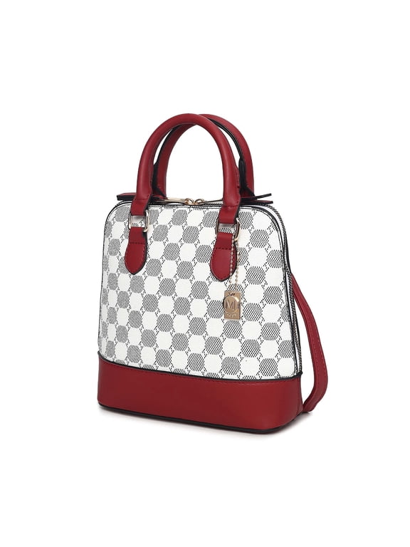 Marjorie Satchel Bag Women's, Vegan leather Circular Print Shoulder Bag Handbag Purse by Mia K