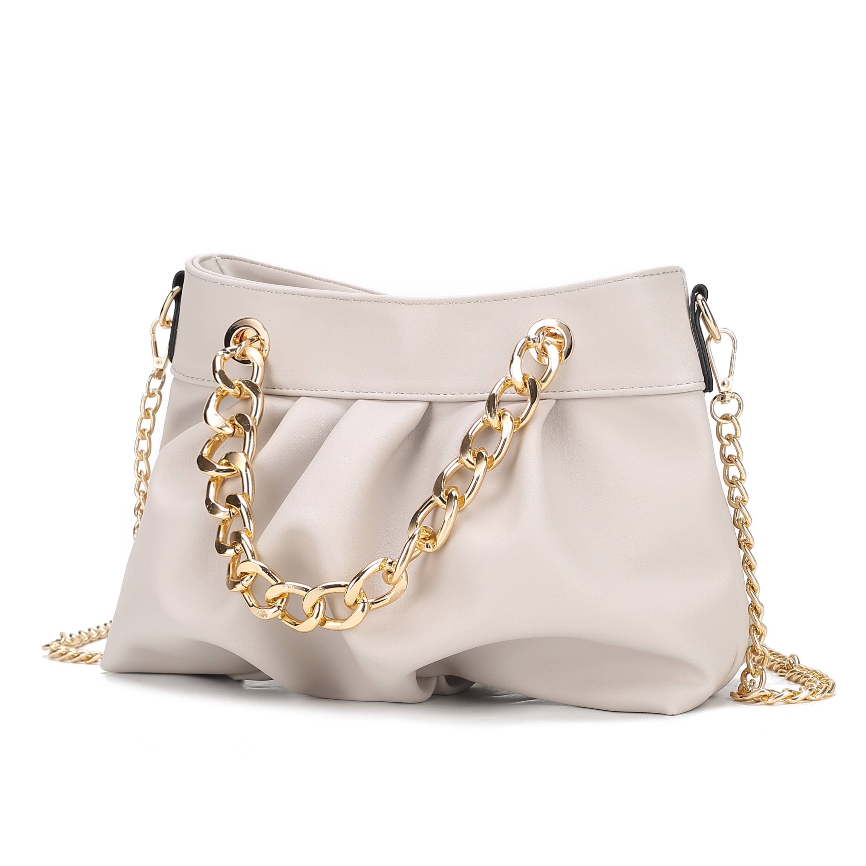 ☆ ☆ Here is the ivory micro mono chain shoulder MKF Collection Marvila Minimalist Vegan Leather Chain Ruched