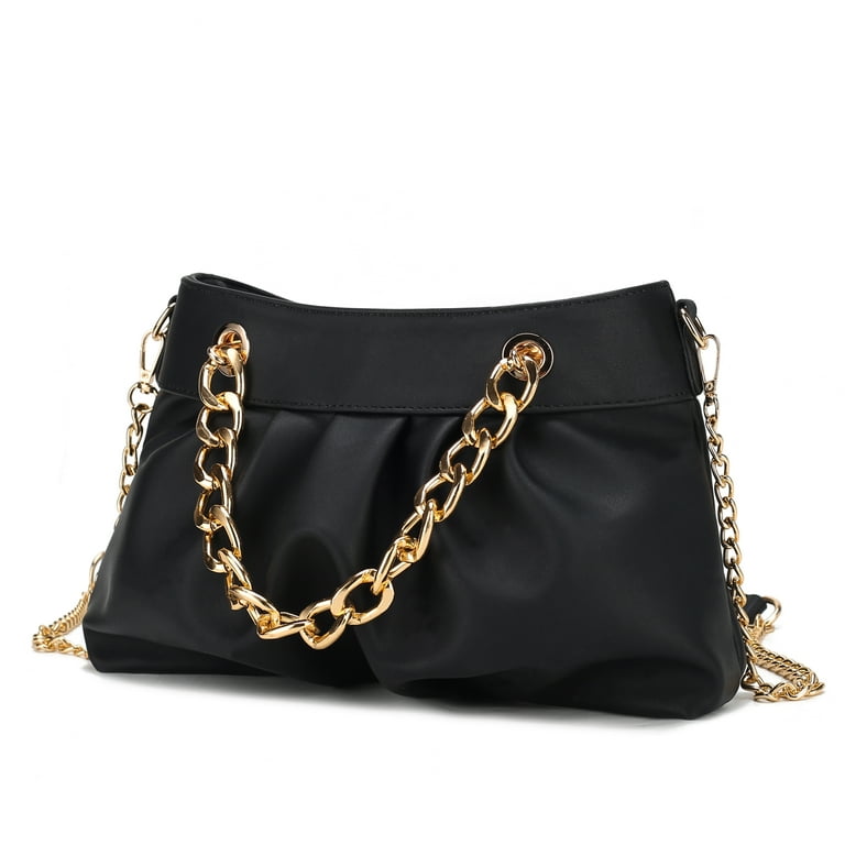 ★KIRSH★ Cherry Quilted Fur Handbag Black OTVEE Red Cherries on Black Background Crossbody Bags for