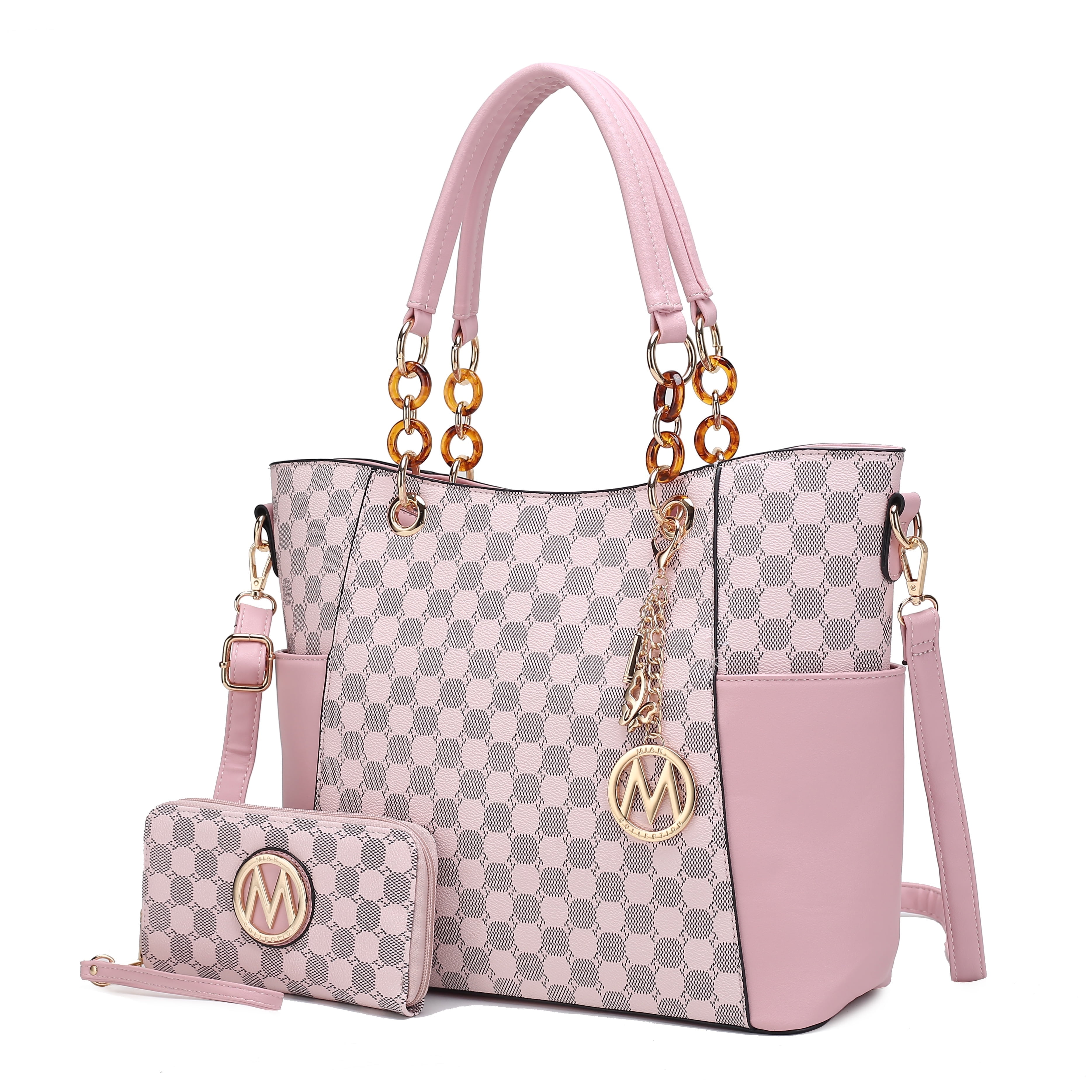 MKF Collection Merlina Women s Tote Bag Wallet Circular Print Vegan Leather Handbag 2pcs Set by Mia K Pink