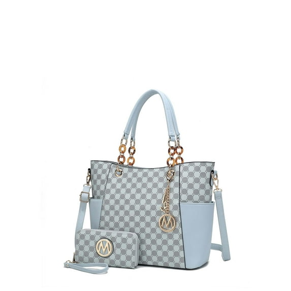 MKF Collection Merlina Women's Tote Bag & Wallet,Circular Print Vegan Leather Handbag 2pcs Set by Mia K