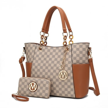 MKF Collection Merlina Women's Tote Bag & Wallet,Circular Print Vegan Leather Handbag 2pcs Set by Mia K