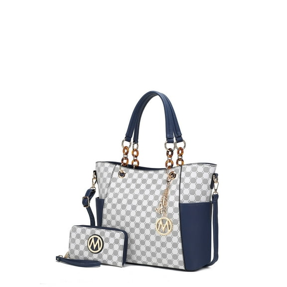 MKF Collection Merlina Women's Tote Bag & Wallet,Circular Print Vegan Leather Handbag 2pcs Set by Mia K