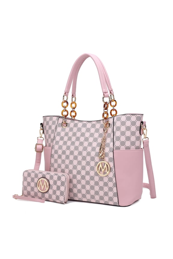 Merlina Women's Tote Bag & Wallet,Circular Print Vegan Leather Handbag 2pcs Set by Mia K