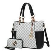 MKF Collection Merlina Womens Tote Bag & Wallet,Circular Print Vegan Leather Handbag 2pcs Set by Mia K
