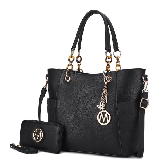 MKF Collection Merlina Women's Tote Bag & Wallet Vegan Leather Handbag 2pcs Set by Mia K - Black