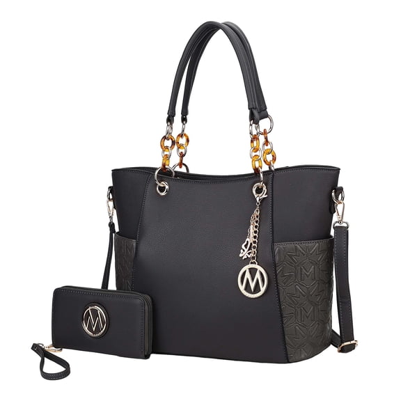 MKF Collection Merlina Women's Tote Bag & Wallet Vegan Leather Handbag 2pcs Set by Mia K - Charcoal Gray