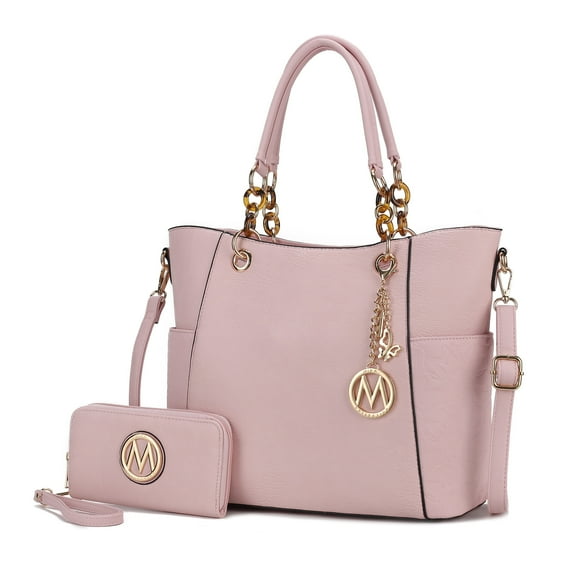 MKF Collection Merlina Women's Tote Bag & Wallet Vegan Leather Handbag 2pcs Set by Mia K - Pink