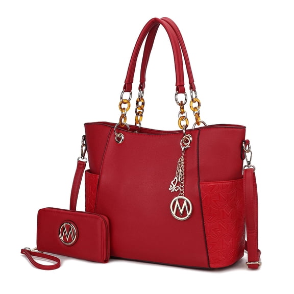 MKF Collection Merlina Women's Tote Bag & Wallet Vegan Leather Handbag 2pcs Set by Mia K - Red