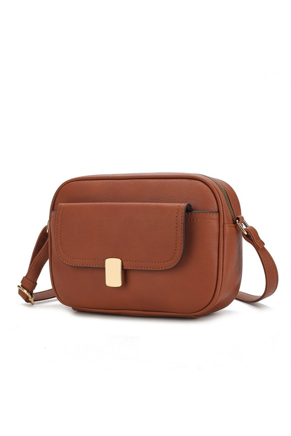 Michaela Vegan Leather Women's Shoulder Bag, Chic Modern Crossbody Purse Handbag by Mia K - Brown