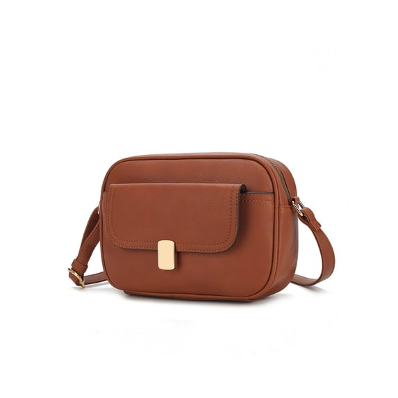 MKF Collection Michaela Vegan Leather Women's Shoulder Bag, Chic Modern Crossbody Purse Handbag by Mia K - Brown
